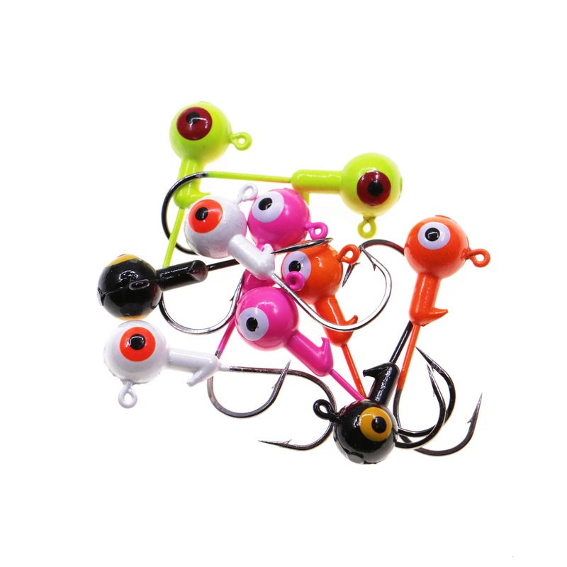 Temorah Fishing Lures Jig Heads,Ball Heads 1/32oz-1/2oz,Sharp Fishing Hooks for Freshwater or Saltwater (Assorted, 1/32OZ 50PCS) - Image 2